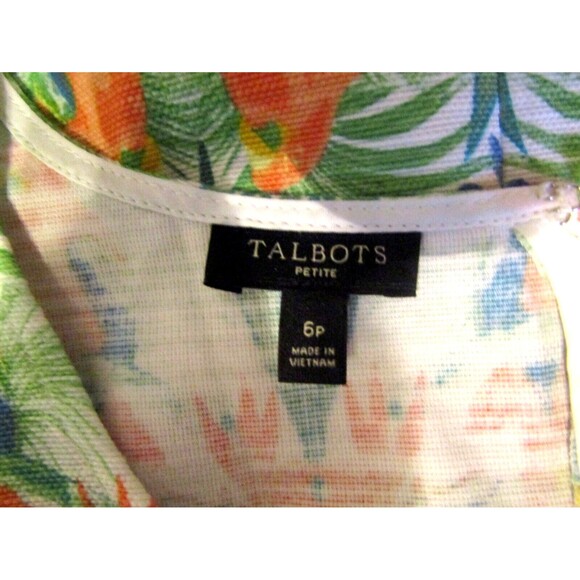 Talbots Sheath Dress Parrot Tropical Button Front NWOT Womens Size 6P - Picture 7 of 9